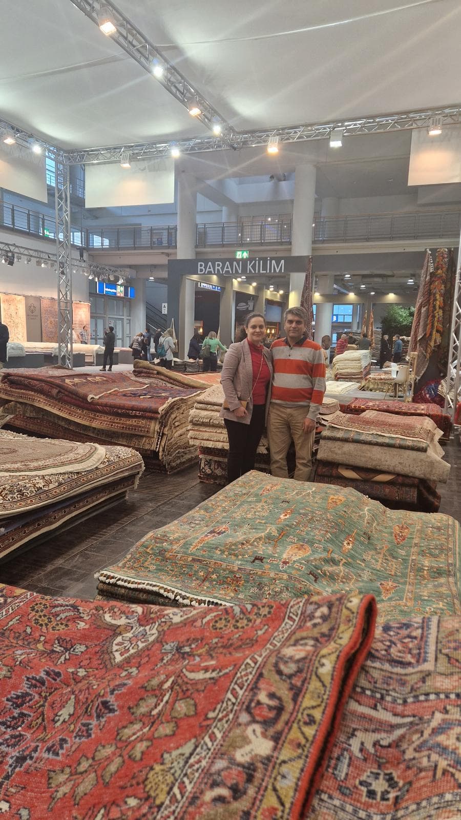 Carpet collection at trade fair exhibition